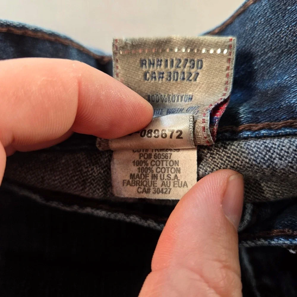 True Religion Jeans Mens 38 Rainbow Billy Dark Wash Denim Bootcut Baggy Wide Leg